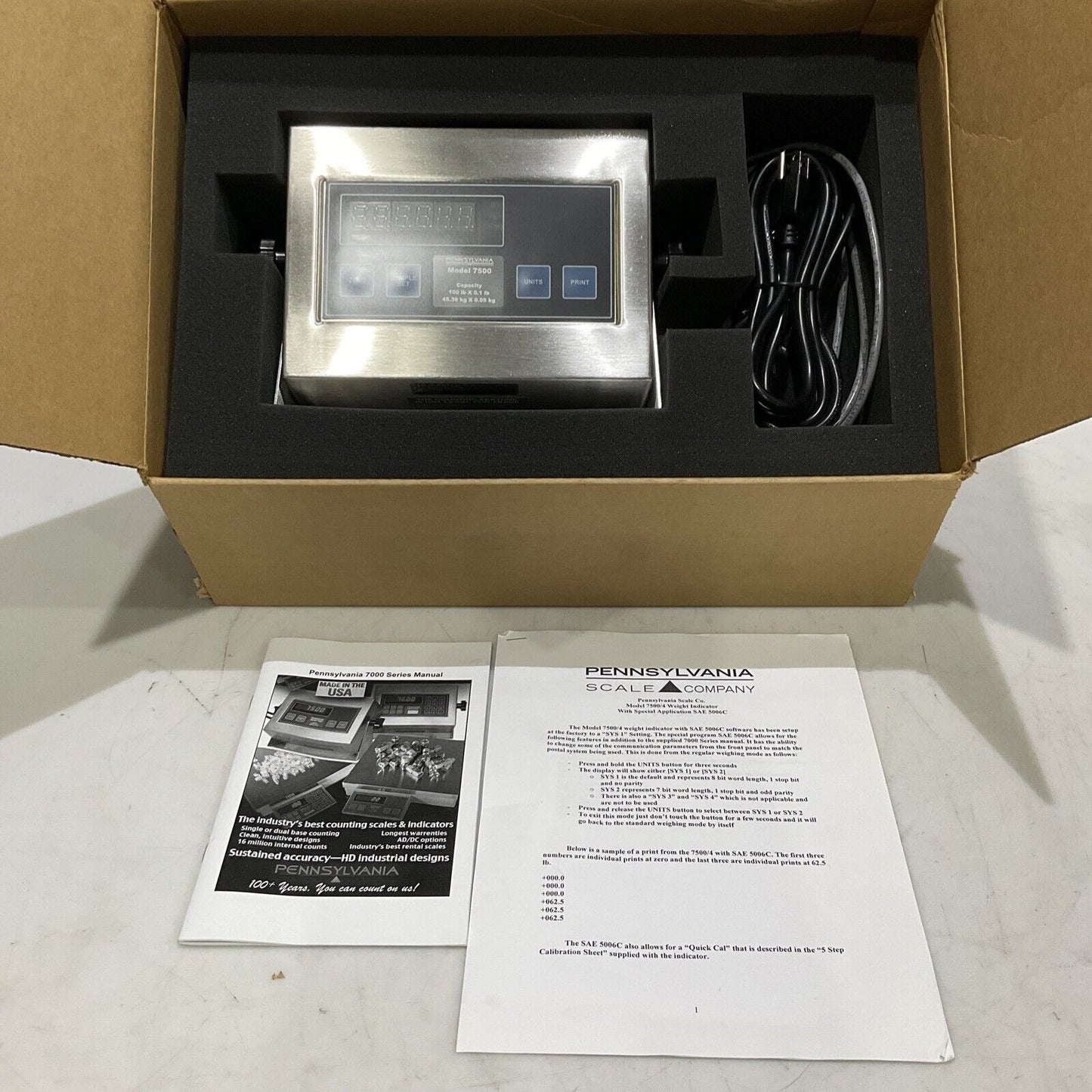 PENNSYLVANIA 7500 SAE-5006-SPI MSWYB INDICATOR SCALE MODEL 7500 CLASS III U3S