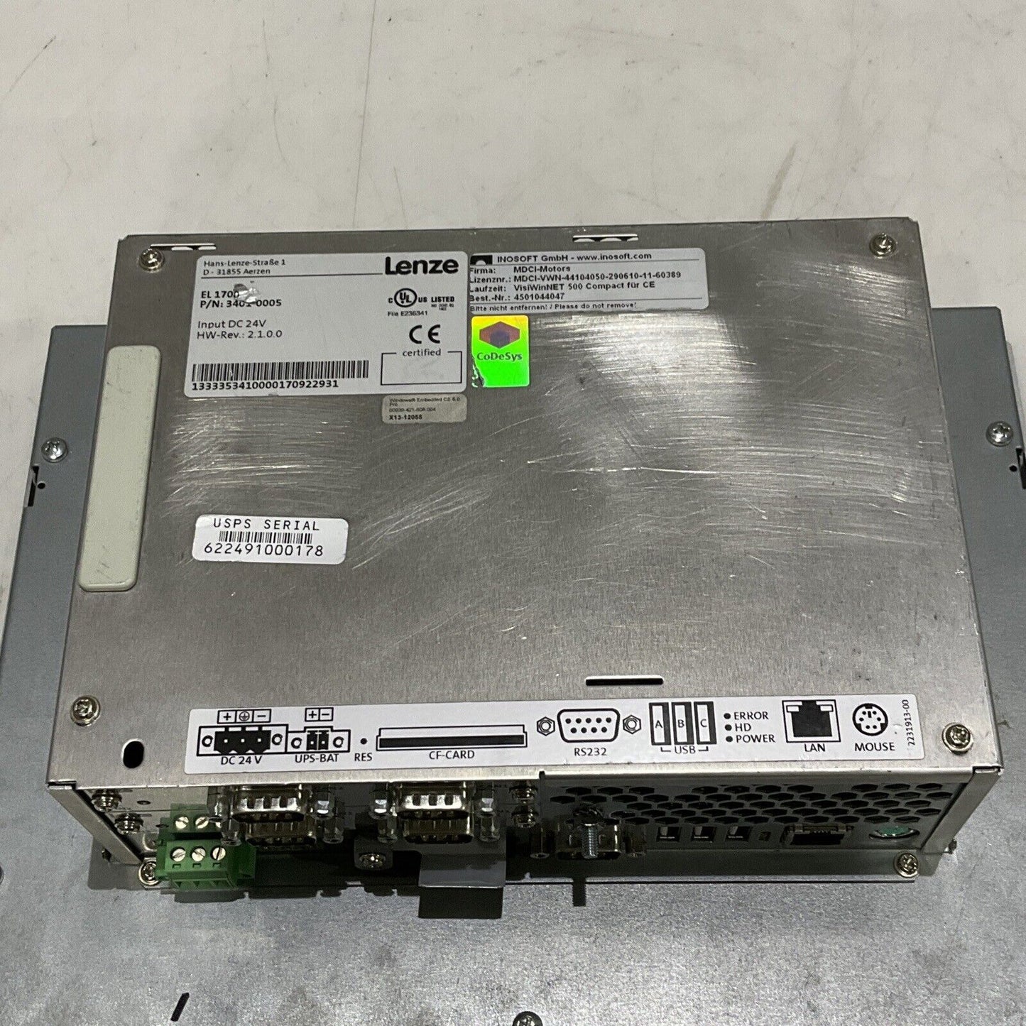 LENZE EL 1700 3401-005 FRONT TOUCH MODULE U3S