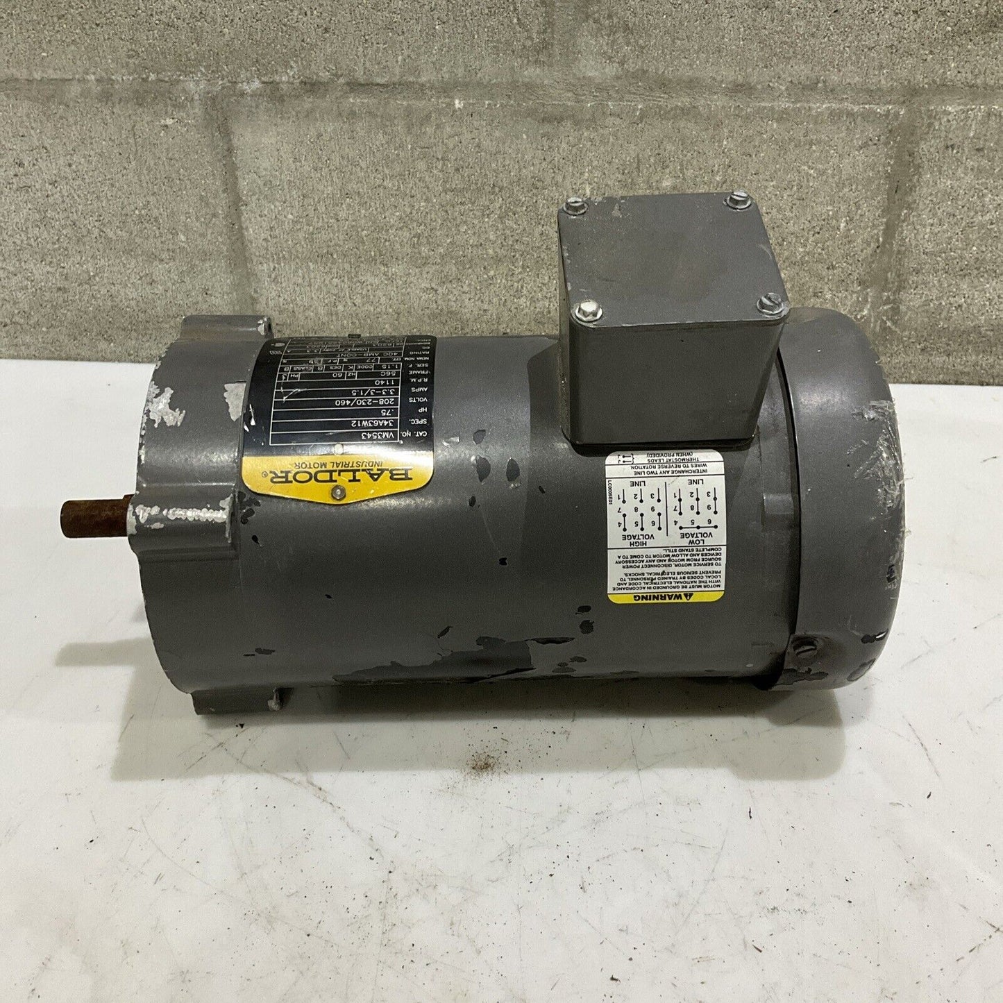 BALDOR DODGE VM3543 INDUSTRIAL MOTOR .75 HP 460V 1140 RPM U4M