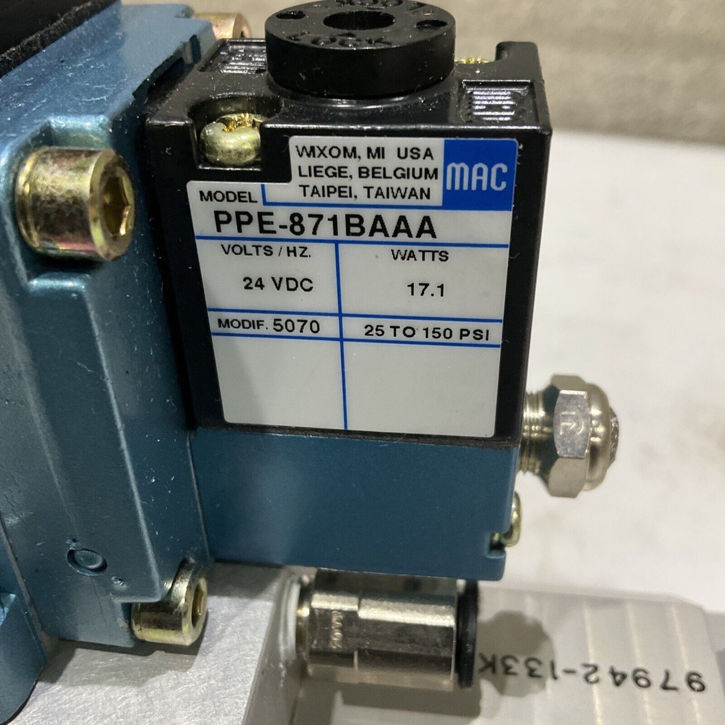 MAC 0629-FV6500B PPE-871BAAA SOLENOID MANIFOLD ASSEMBLY R U3S