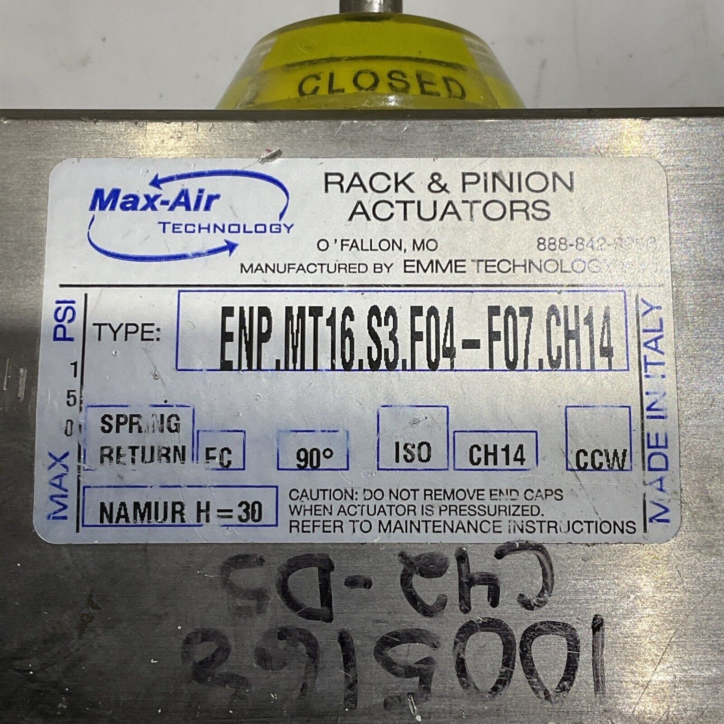 MAX-AIR ENP.MT16.S3.F04-F07.CH14 RACK & PINION ACTUATOR U4M