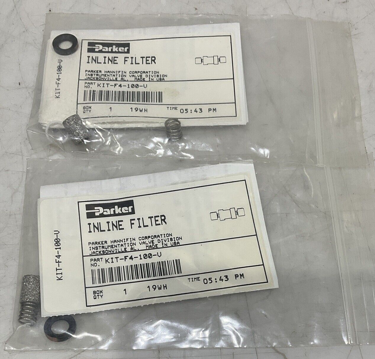 PARKER KIT-F4-100-V INLINE FILTER KIT LOT OF 2 554