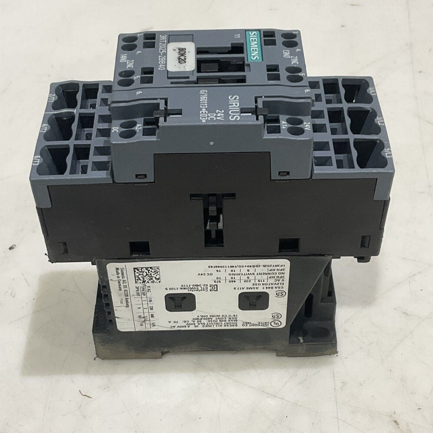 SIEMENS 3RT2025-2BB40 MOTOR STARTER POWER CONTACTOR U4M