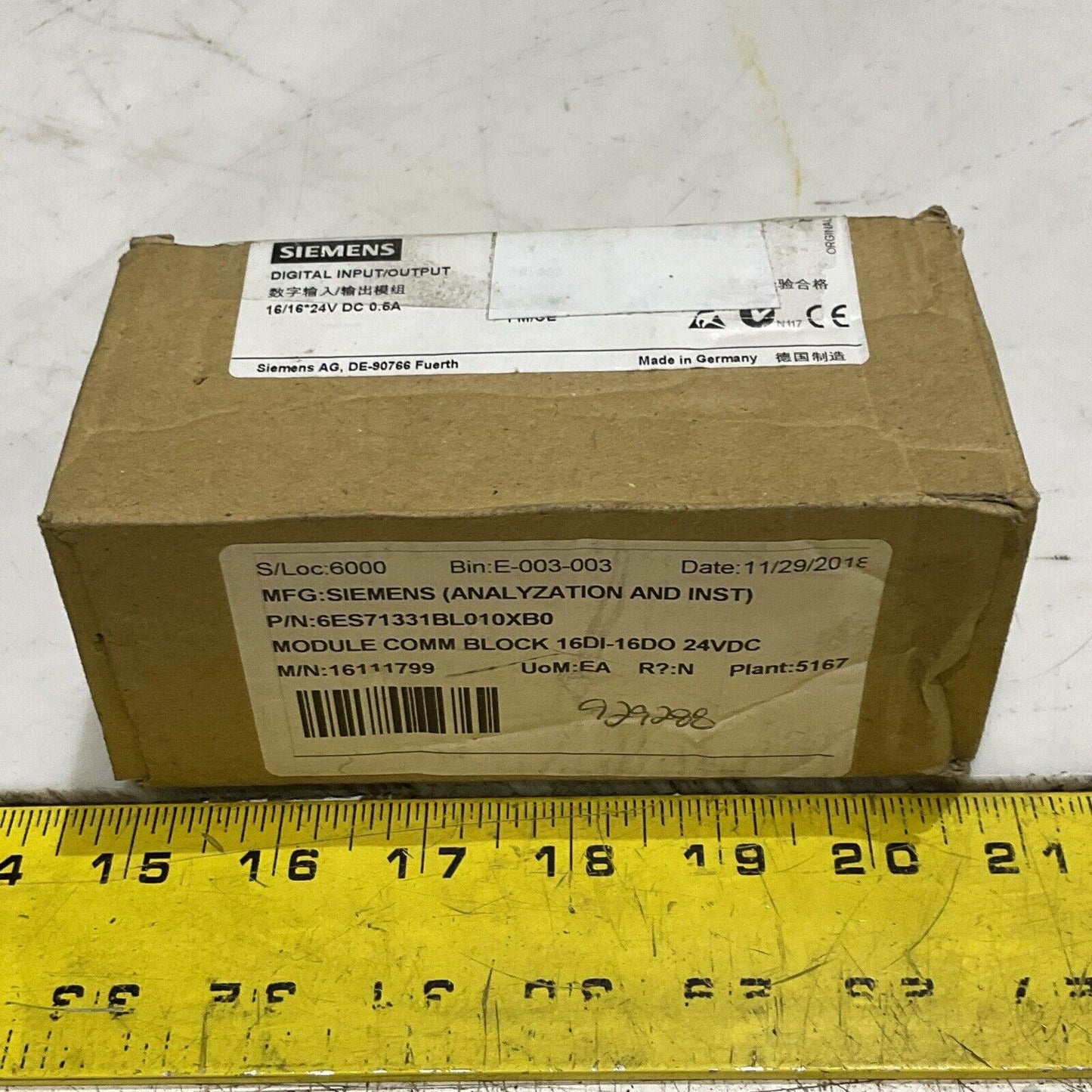 SIEMENS 6ES7 133-1BL01-0XB0 PLC CONTROL MODULE BASE DIGITAL I/O U4M