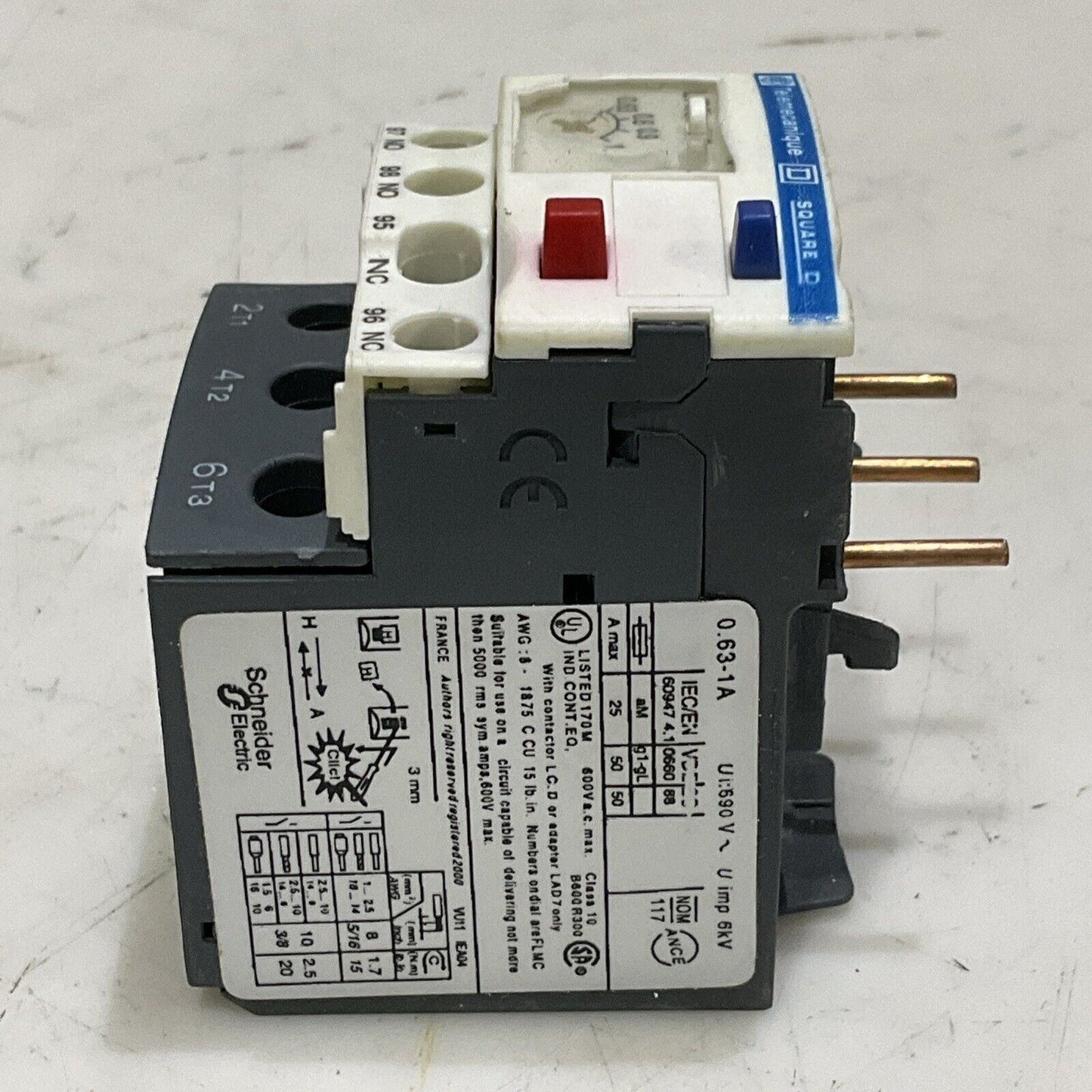 TELEMECANIQUE SQUARE D 0.63-1A MOTOR STARTER CIRCUIT BREAKER 600V U4M