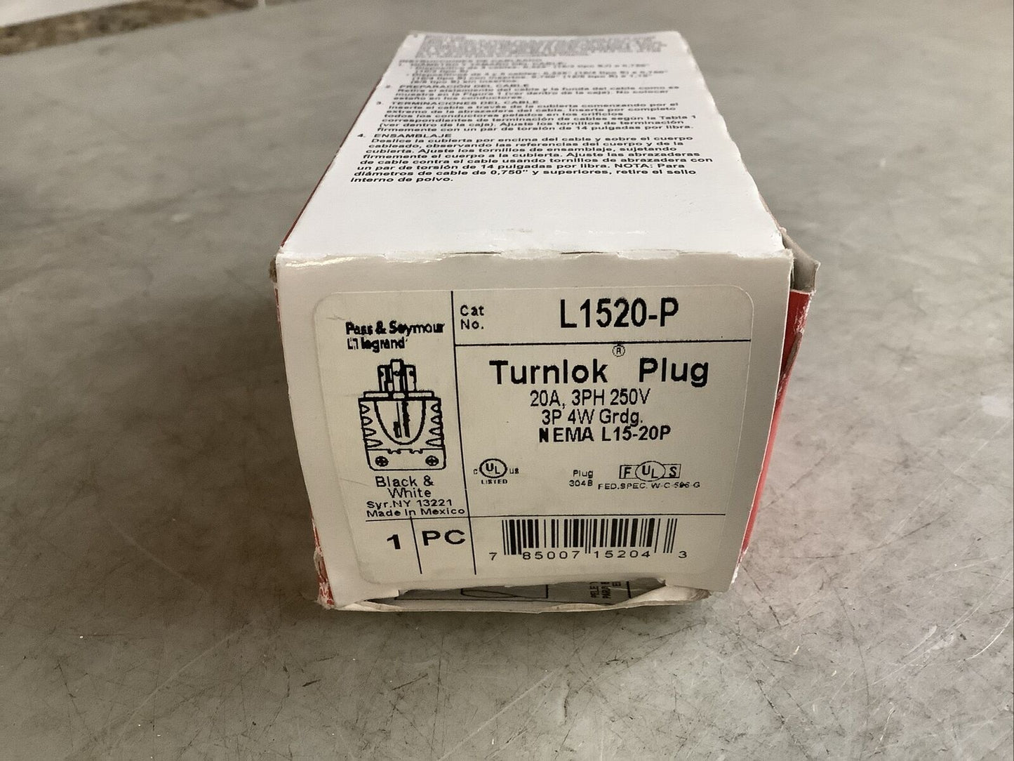PASS SEYMOUR L1520-P TURNLOK PLUG 20A 3PH 250V 3P 4W 554 - LOT OF 2