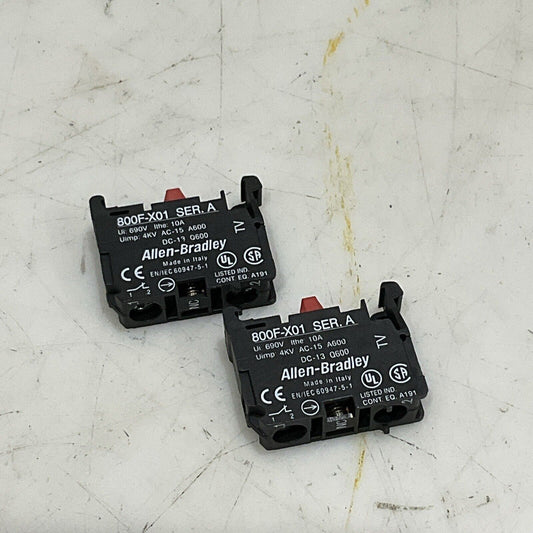 AB ALLEN BRADLEY 800F-X01 SERIES A CONTACT BLOCK 690V 10A LOT OF 2 U4M