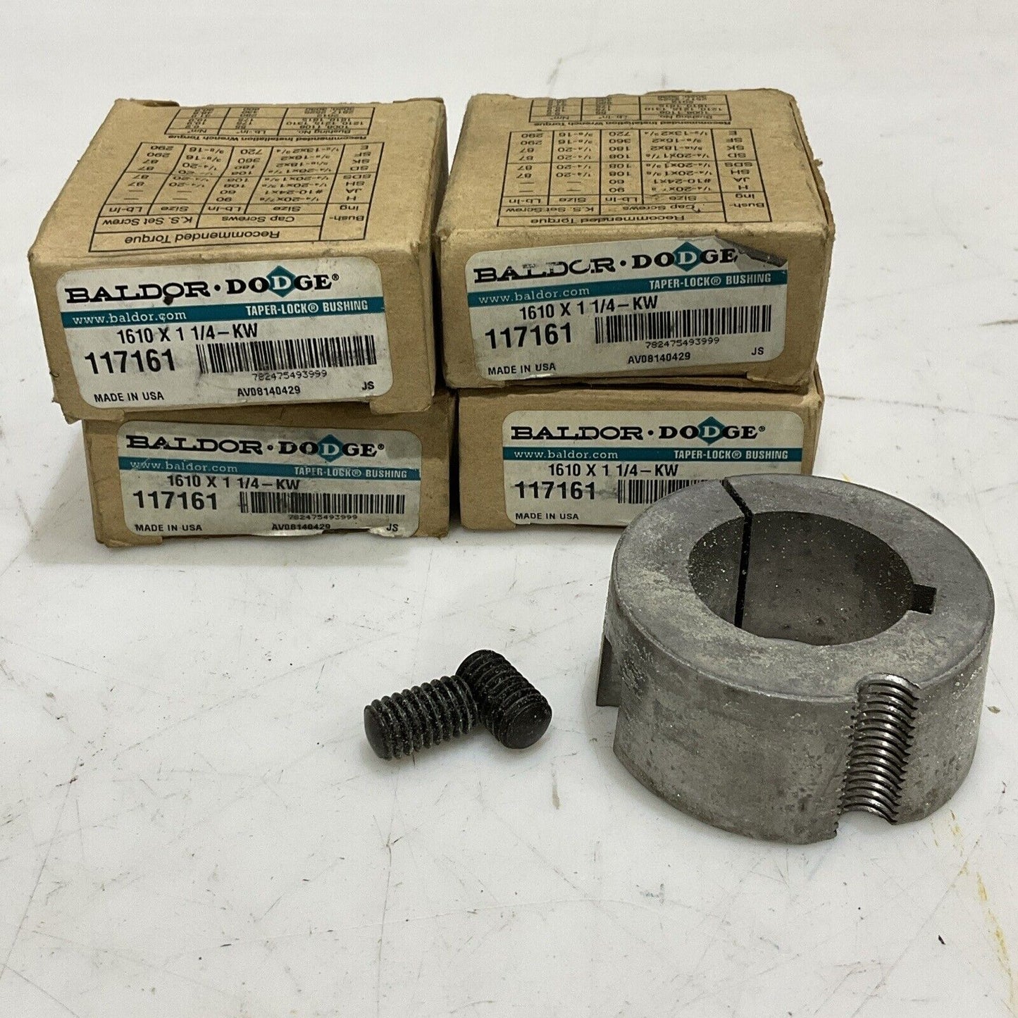 BALDOR DODGE 117161 TAPER-LOCK BUSHING 1610 X 1 1/4-KW LOT OF 4 U4M