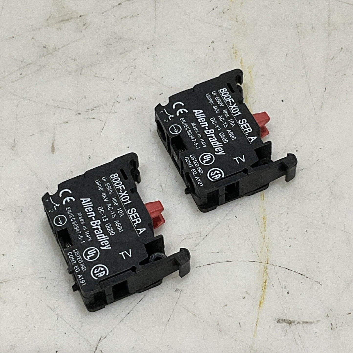 AB ALLEN BRADLEY 800F-X01 SERIES A CONTACT BLOCK 690V 10A LOT OF 2 U4M