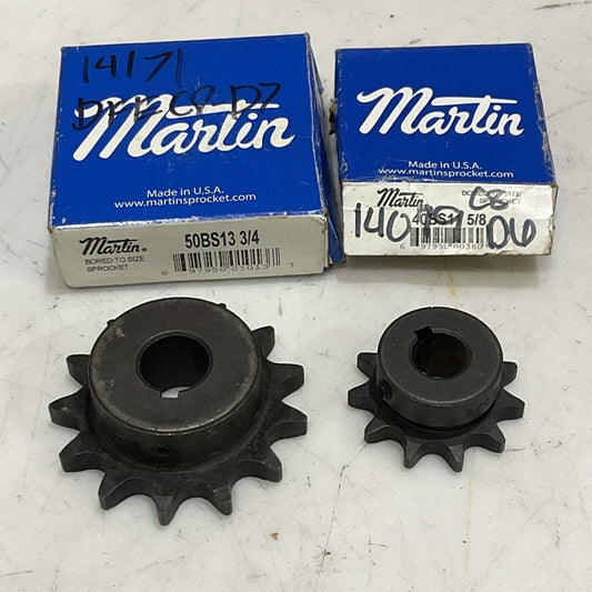 MARTIN 50BS13 3/4 40BS11 5/8 ROLLER CHAIN SPROCKET LOT OF 2 U4M