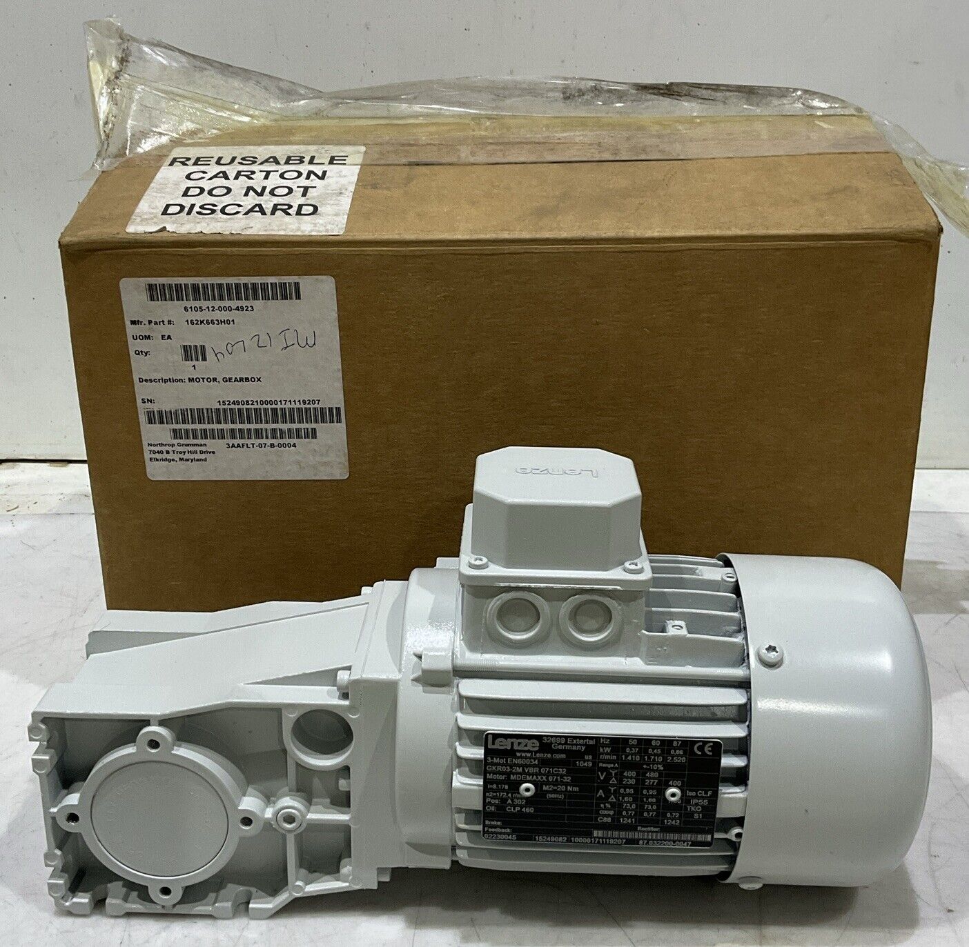 LENZE GKR03-2M VBR 071C32 MDEMAXX 071-32 GEARBOX MOTOR U3S