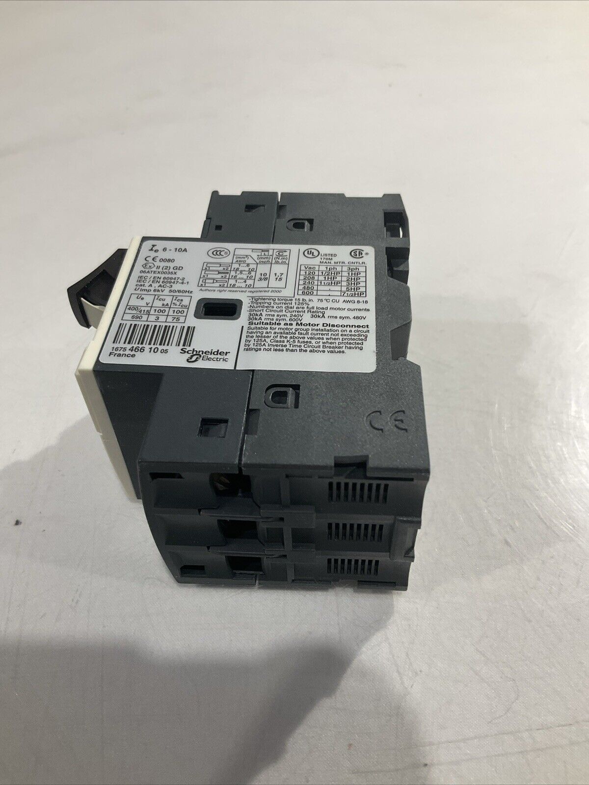 TELEMECANIQUE 06ATEX0035X GV2ME14  MOTOR  CIRCUIT BREAKER U3S