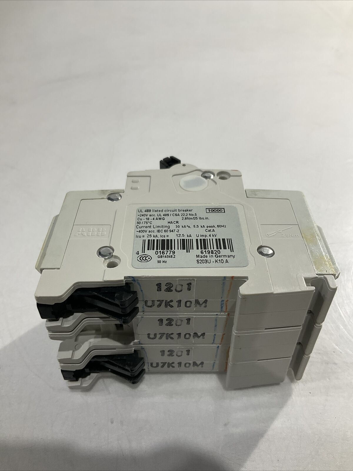 ABB  S203U-K10 10A 3 POLE CIRCUIT BREAKER  U3S