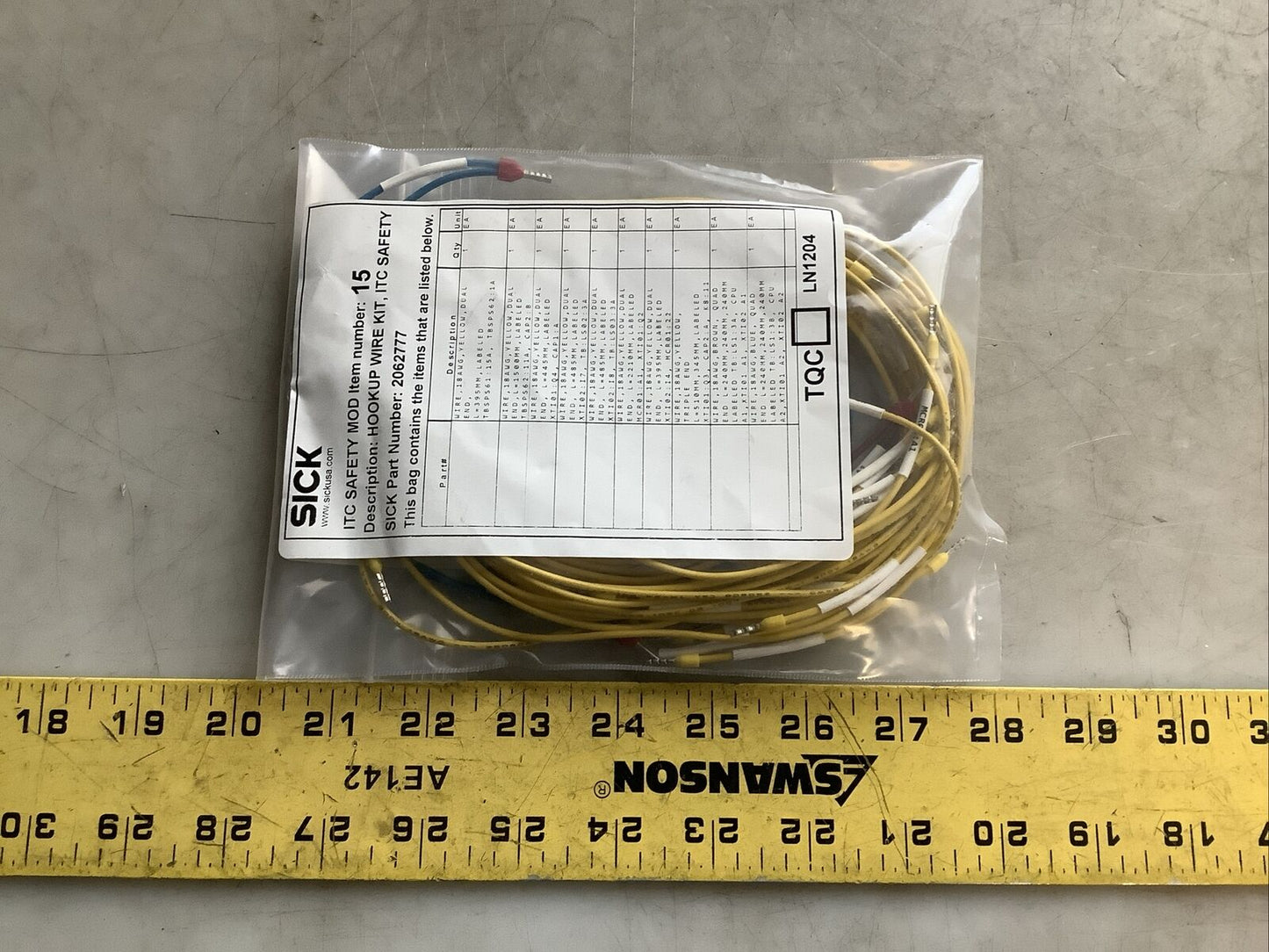 SICK 2062777 HOOK UP WIRE KIT ITC SAFETY MOD 15 TQC LN1204 - U3S
