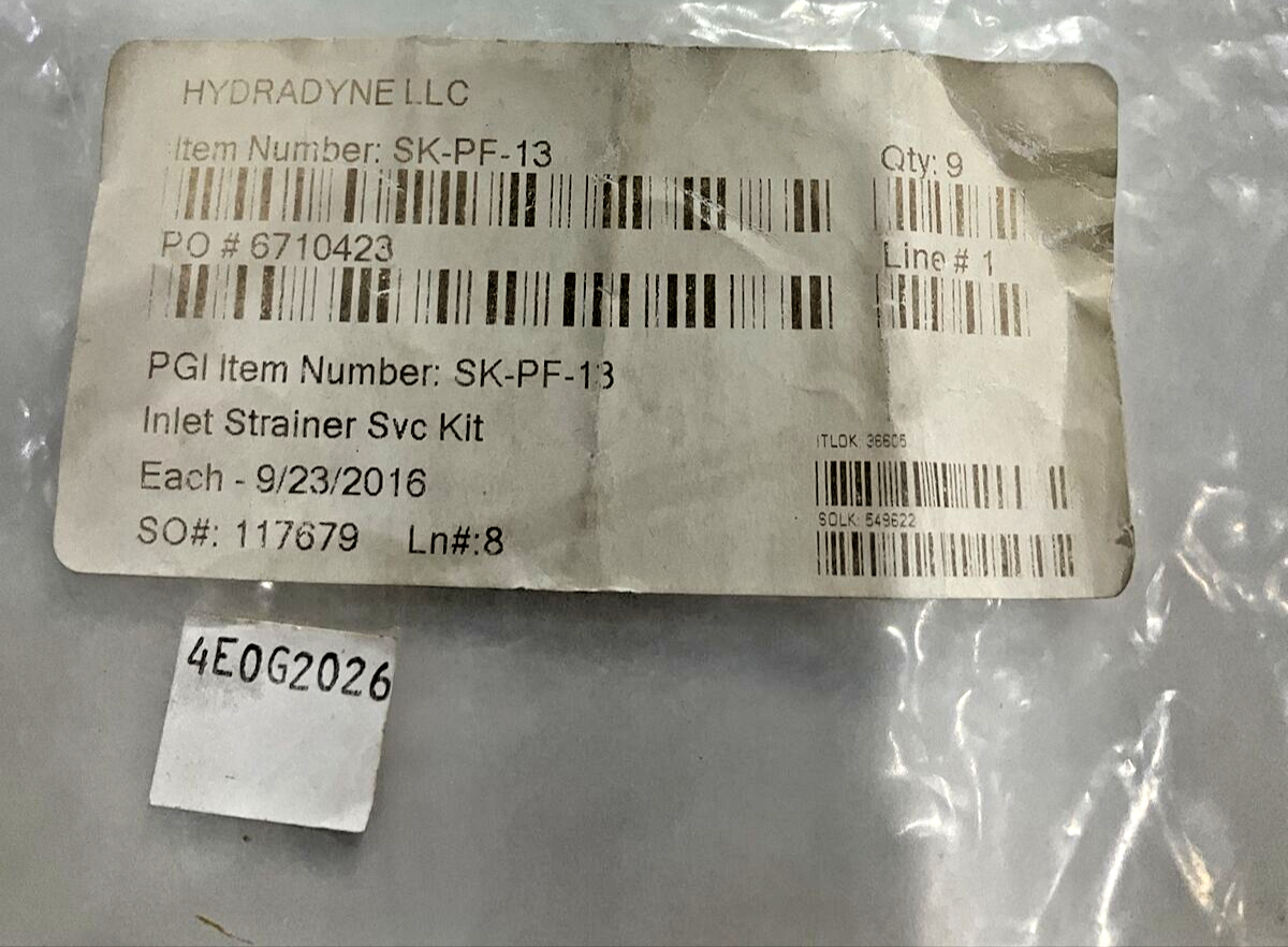 HYDRADYNE SK-PF-13 INLET  STRAINER  SVC KIT LOT  OF  12  U3S