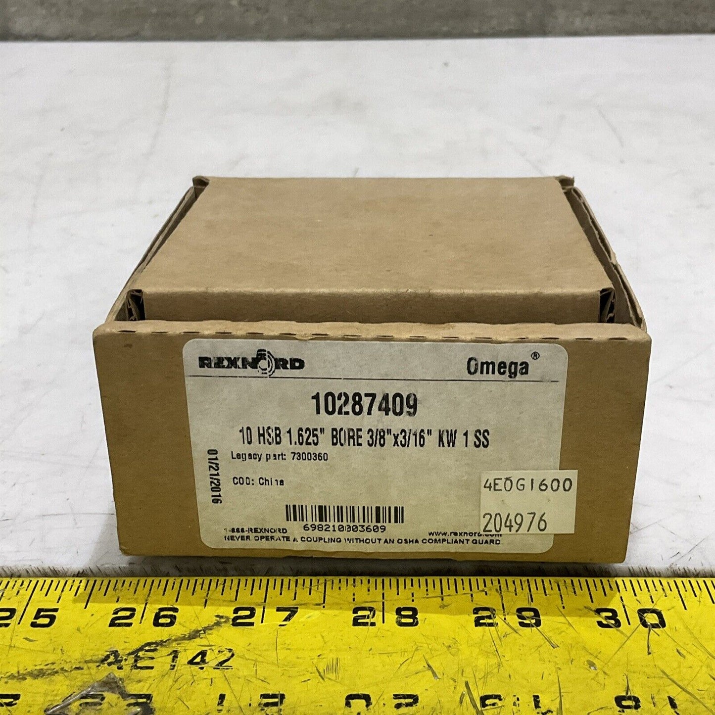 REXNORD OMEGA 10287409 7300360 10HSB 1.625” BORE 3/8” X 3/16” KW 1 SS G7T