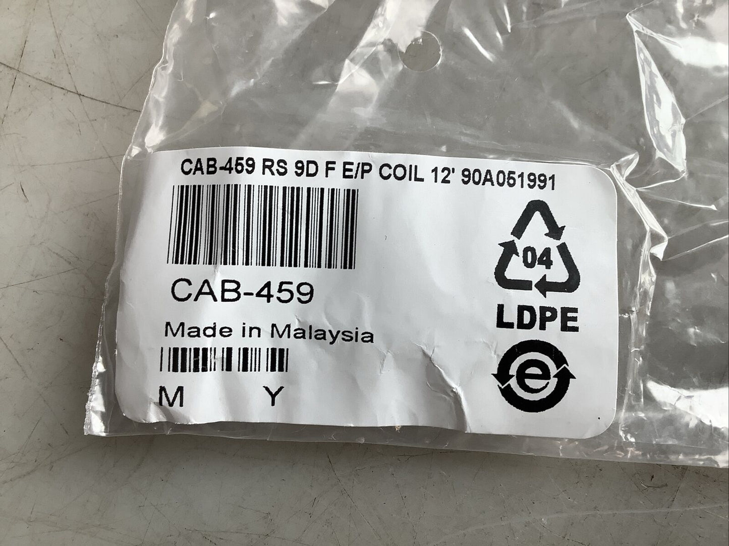DATALOGIC CAB-459 R 9D F E/P SERIAL CABLE POWER COIL U3S