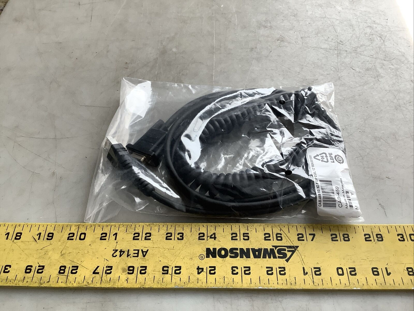 DATALOGIC CAB-459 R 9D F E/P SERIAL CABLE POWER COIL U3S