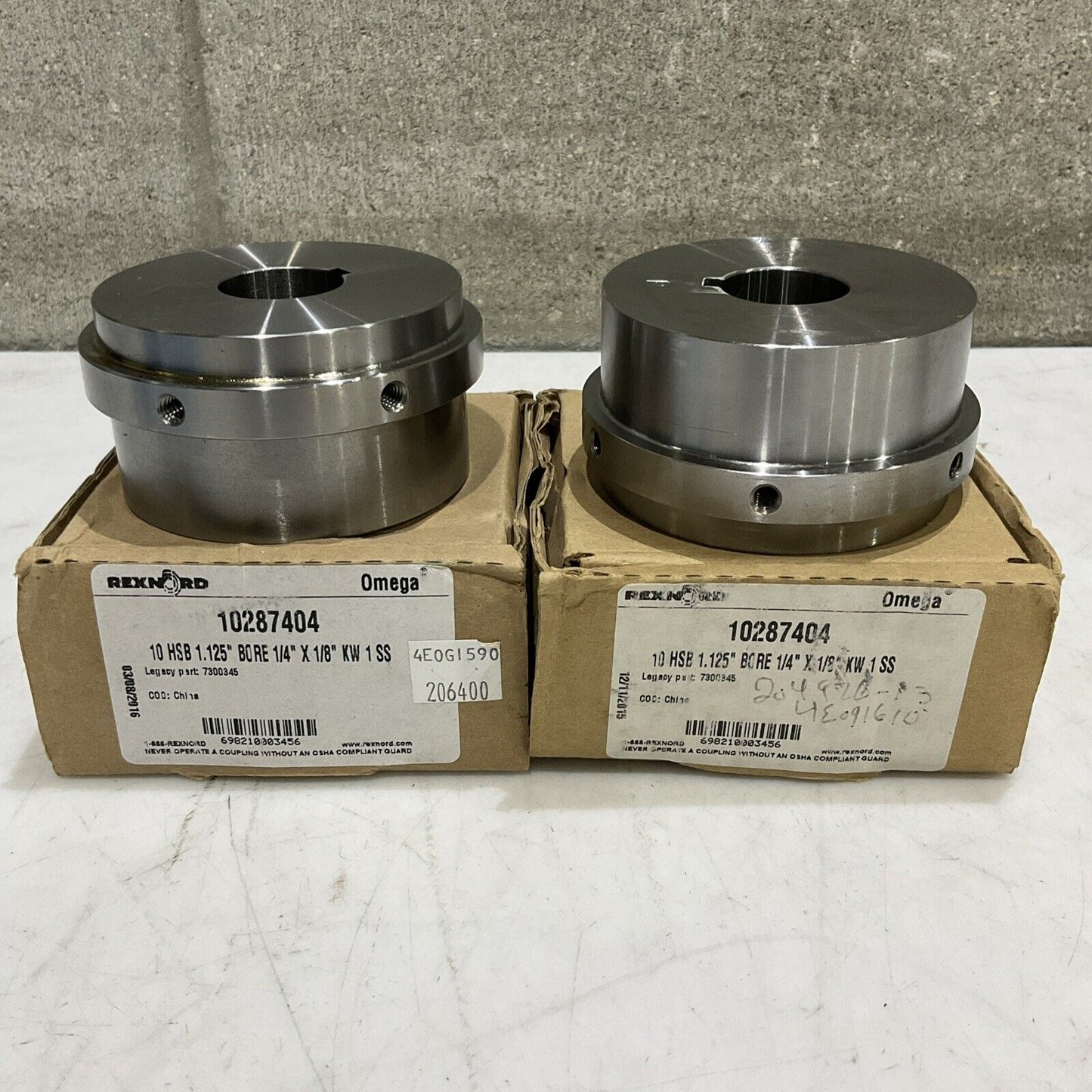 REXNORD 10287494 7300345 10HSB HUB 1.125” BORE 1/4” X 1/8” KW 1SS LOT OF 2 G7T