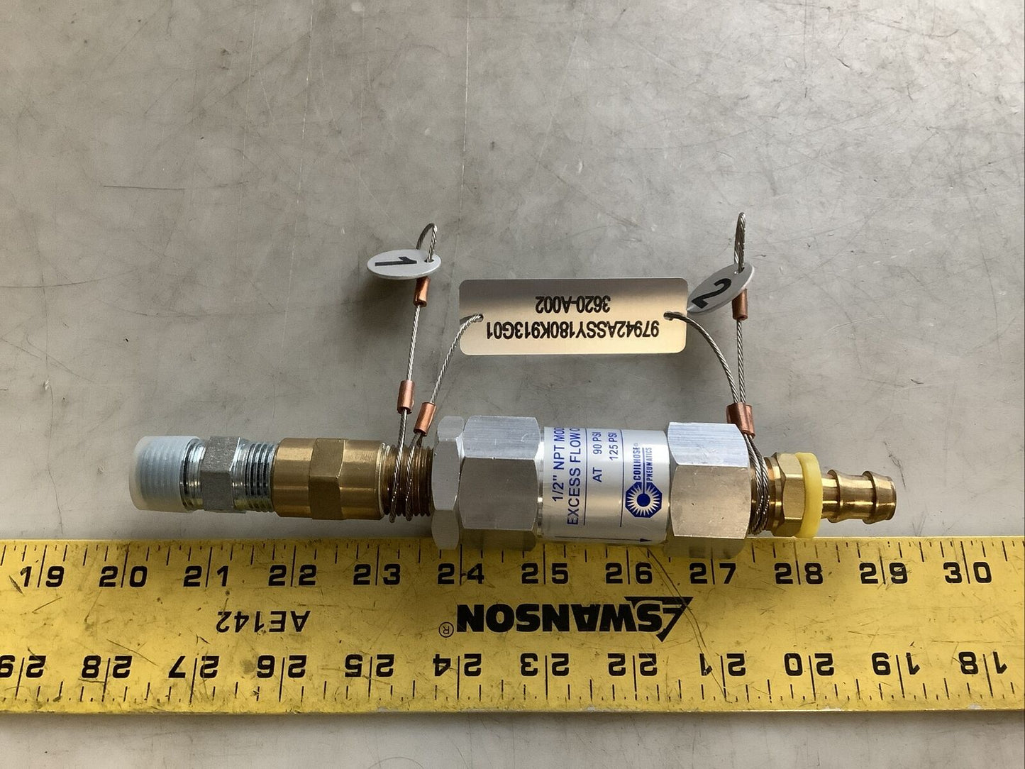 COILHOUSE PNEUMATICS SV804 SAFETY EXCESS FLOW CHECK VALVE 90-125PSI 1/2” NPT U3S