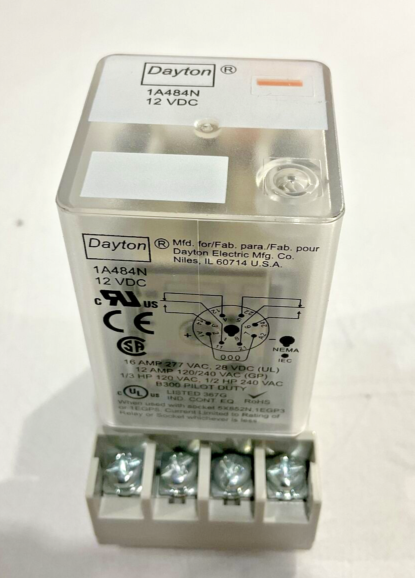 DAYTON  1A484N MAGNECRAFT 70-464-1 GENERAL  PURPOSE  RELAY  12VDC U3S