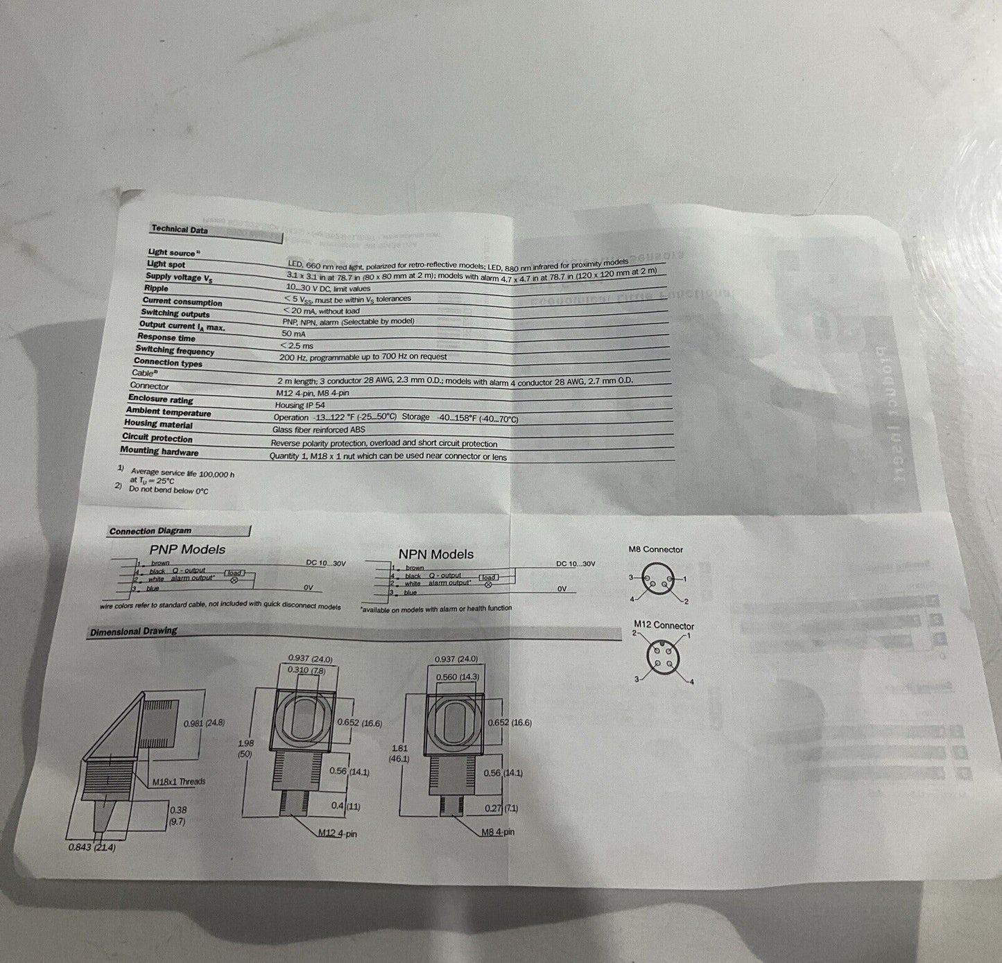 SICK EL1-N123S03  PHOTO EYE POLARIZED RETRO REFLECTIVE LIGTH OPERATE 30VD U3S