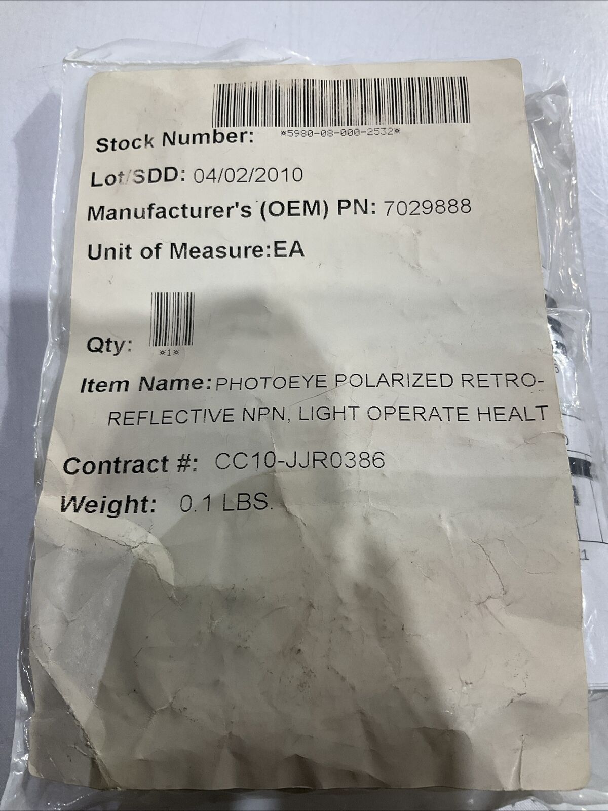 SICK EL1-N123S03  PHOTO EYE POLARIZED RETRO REFLECTIVE LIGTH OPERATE 30VD U3S