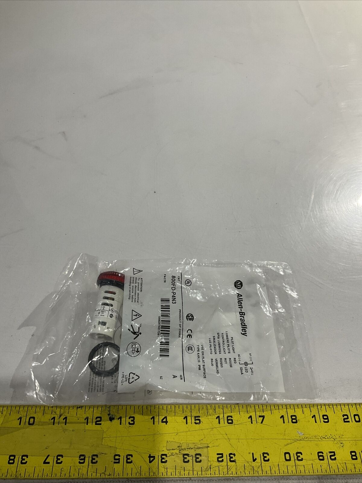 A-B  800FD-P4N3   PILOT  LIGHT  RED  FLUSH LED  24VDC   U3S