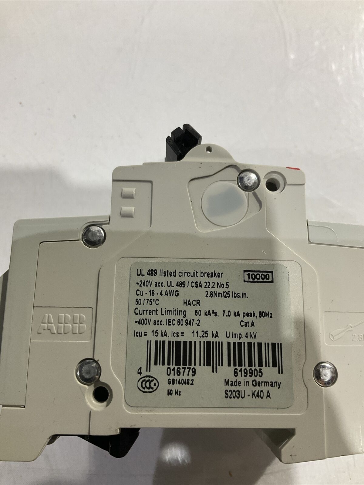 ABB  E212323 3 POLE CIRCUIT BREAKER 40A  240V  U3S