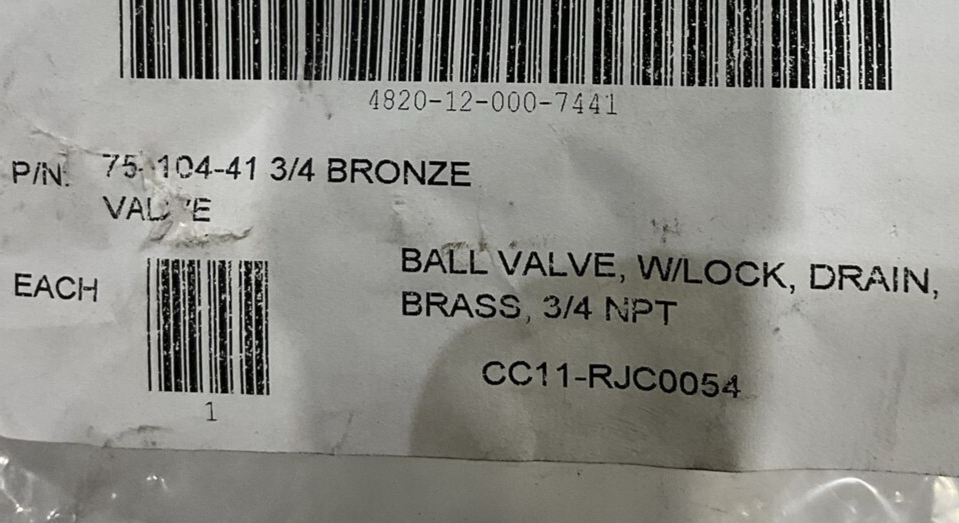APPOLLO  75-104-41  3/4 BRONZE   BALL VALVE  W/LOCK  DRAIN U3S