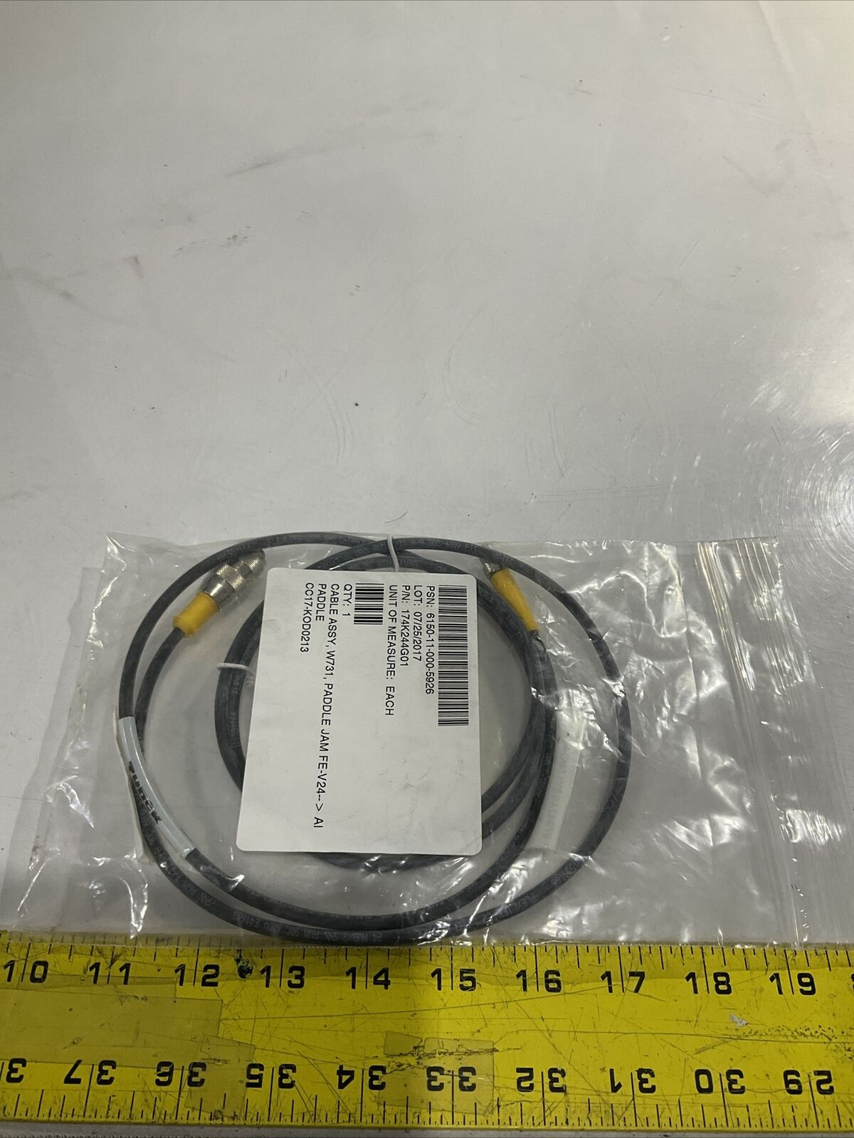 TURCK 174K244G01 W731 FE-V24 CABLE ASSY PADDLE JAM PADDLE  U3S