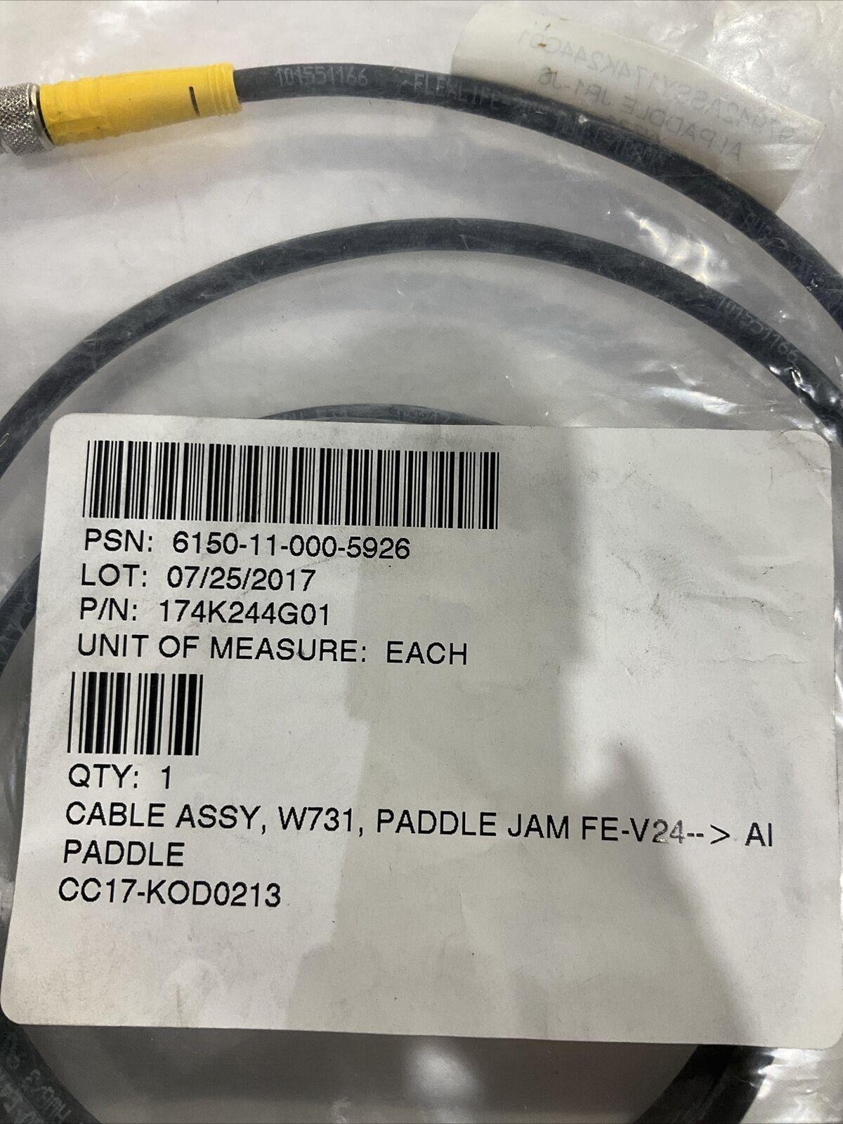TURCK 174K244G01 W731 FE-V24 CABLE ASSY PADDLE JAM PADDLE  U3S