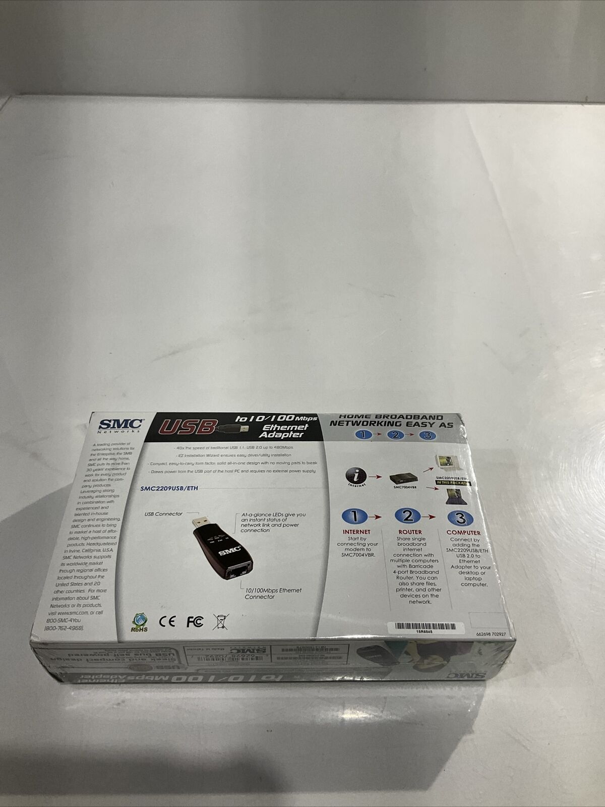 SMC  SMC2209USB/ETH/98-012084-585  ADAPTER ,  COMPACT  USB2.TO   U3S