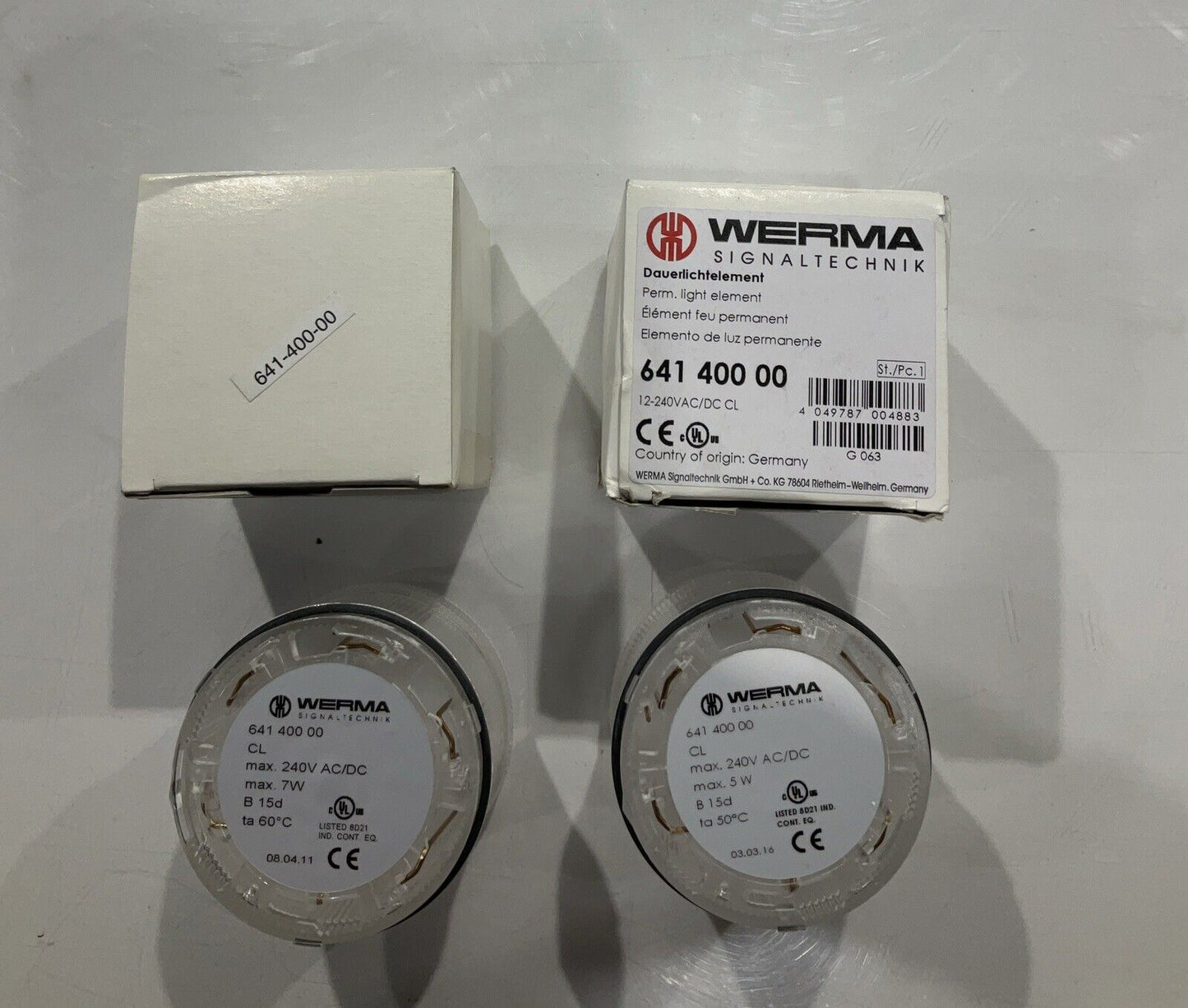 WERMA 64140000  LIGHT ELEMENT CLEAR   240V 7W LOT OF 2  U3S