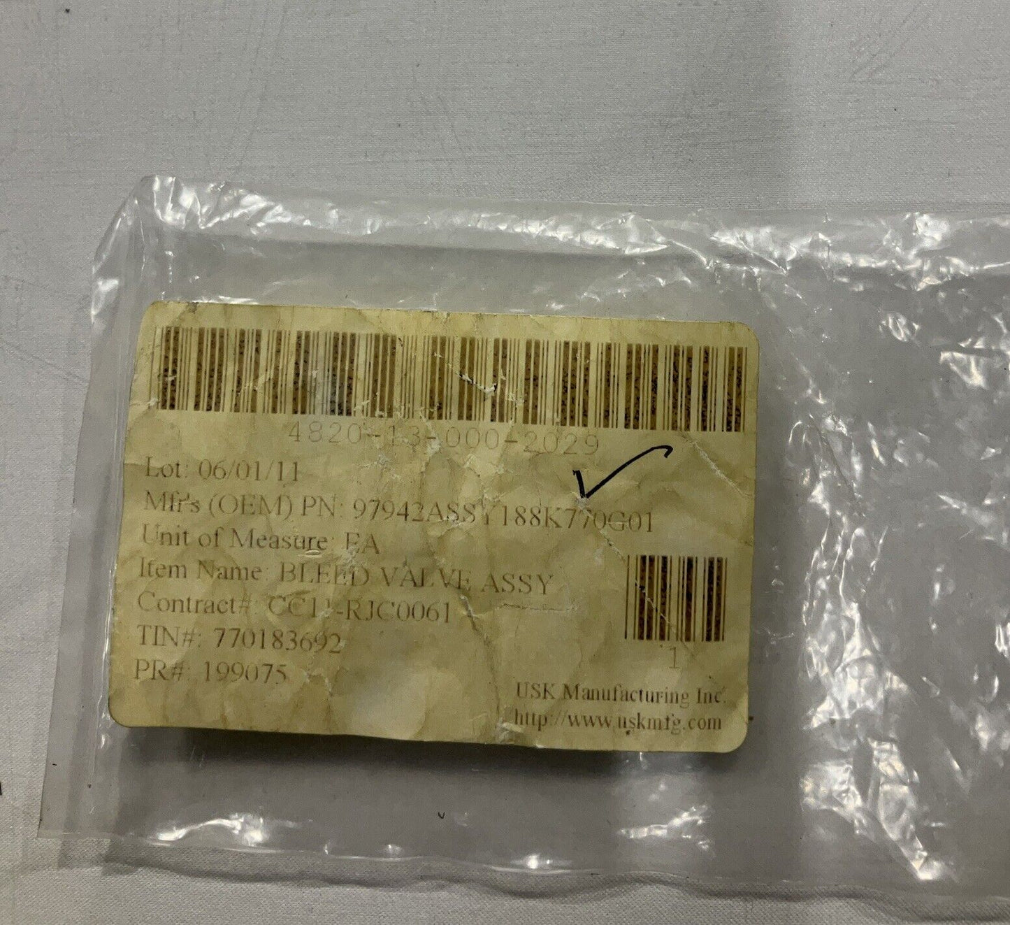 ALLISON  TRANSMISSION 97942ASSY188K770G01 BLEED VALVE ASSY  U3S