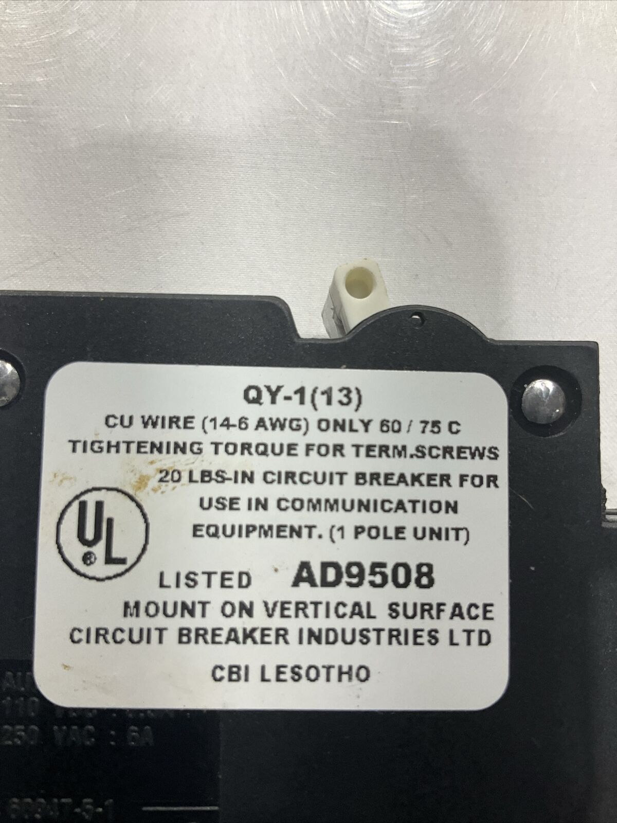 CBI QY-1(13) 8A AD9508 99262661908 CIRCUIT BREAKER   80V U3S