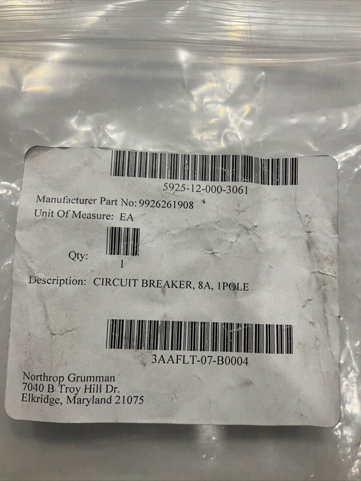 CBI QY-1(13) 8A AD9508 99262661908 CIRCUIT BREAKER   80V U3S