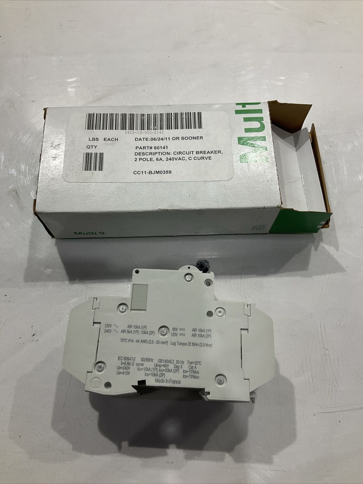 SCHNEIDER 60141BA MULTI 9C60  60141 CIRCUIT BREAKER  240V U3S