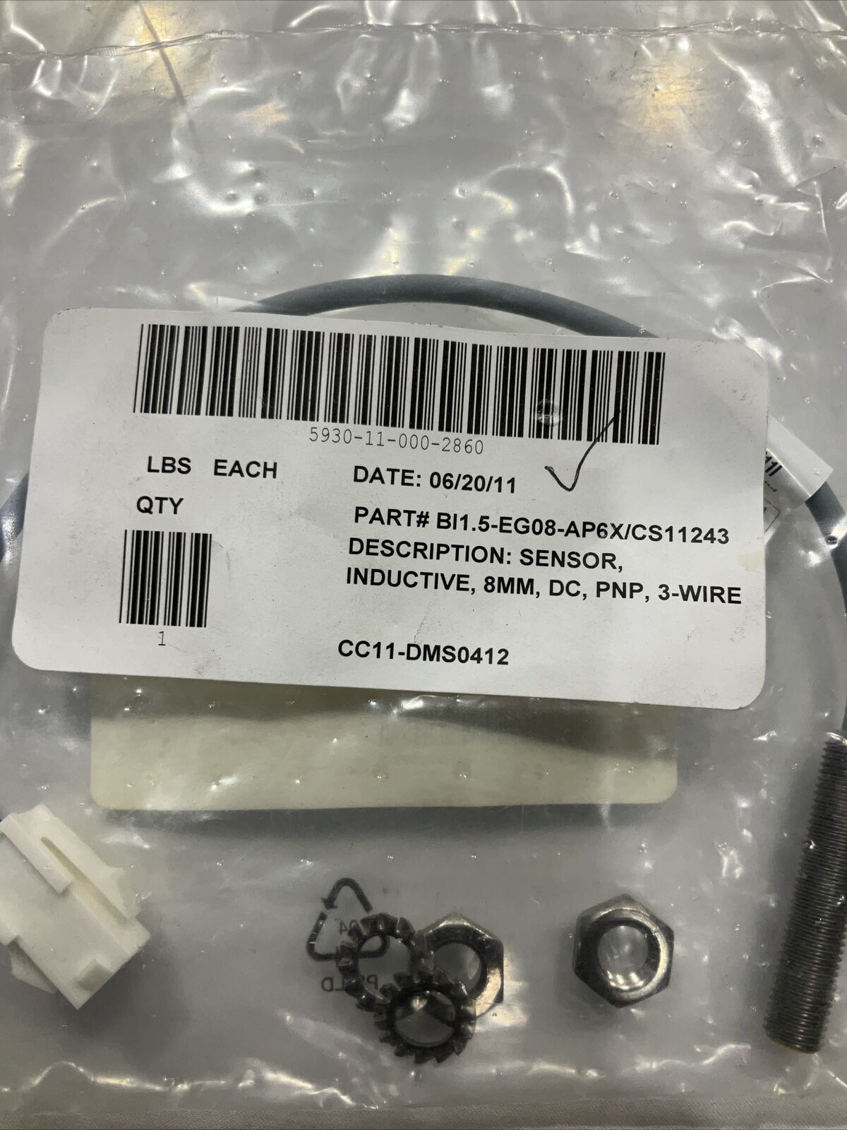 TURCK BI1.5-EG08-AP6X/CS11243 SENSOR INDUCTIVE 8MM U3S