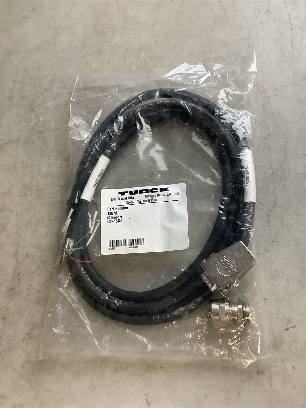 TURCK 13078 U2-16482 RESOLVER CABLE ASSEMBLY U3S