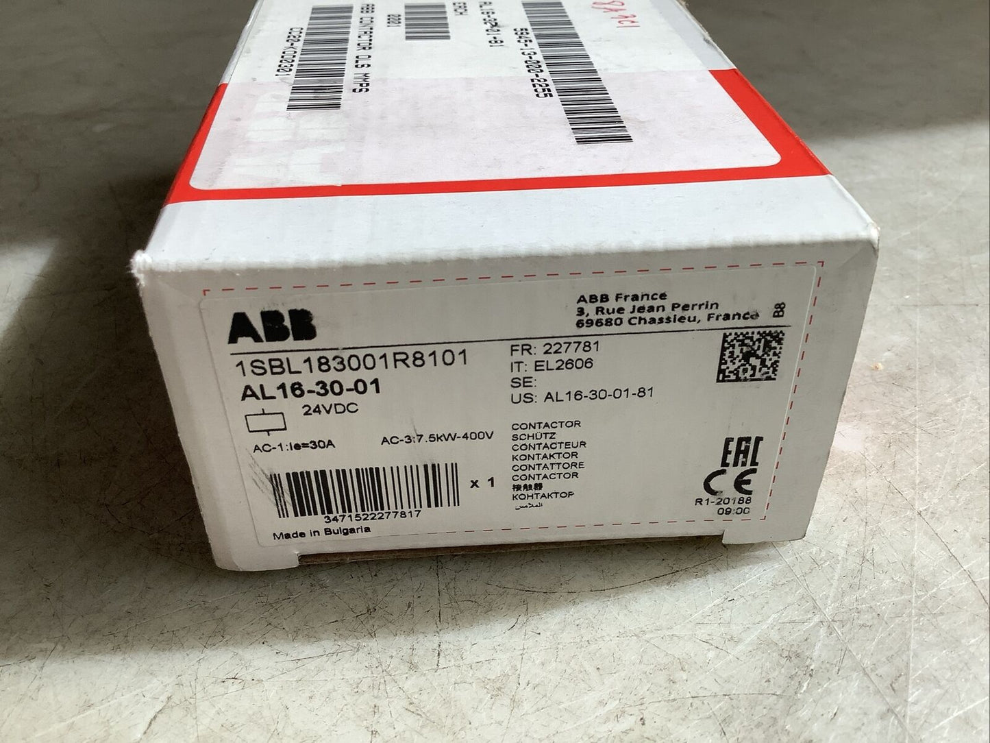 ABB AL16-30-01 1SBL183001R8101 CONTACTOR U3S