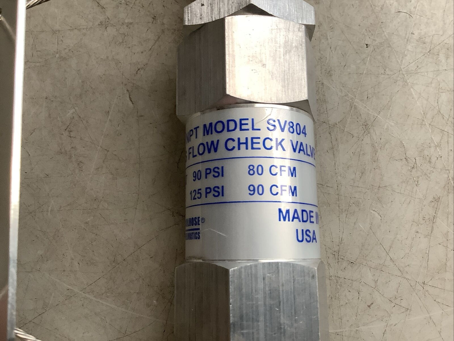 COILHOUSE PNEUMATICS SV804 SAFETY EXCESS FLOW CHECK VALVE 90-125PSI 1/2” NPT U3S