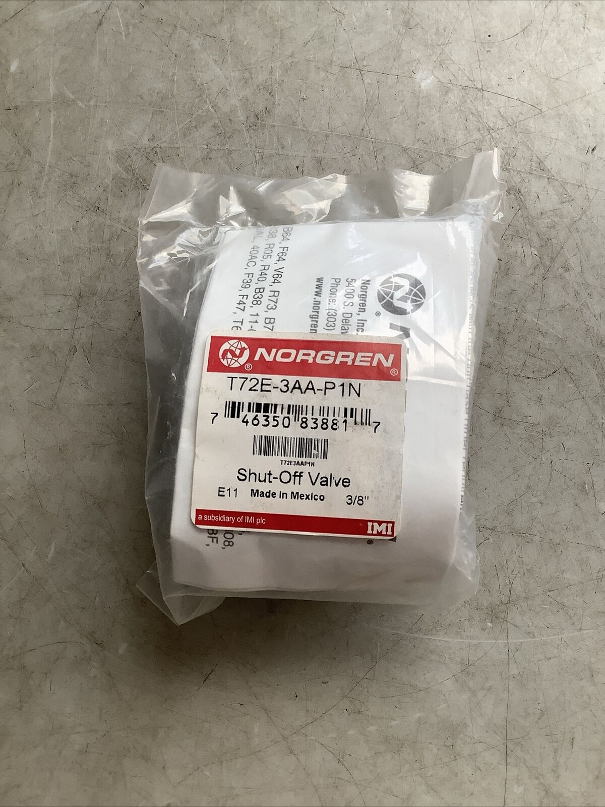 NORGREN T72E-3AA-P1N SHUT-OFF VALVE 3/8IN SLIDE ACTUATOR U3S