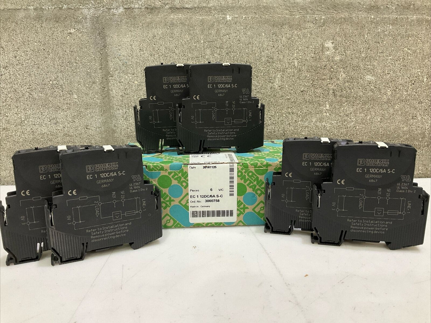 PHOENIX CONTACT EC 1 12DC/6A S-C ELECTRIC CIRCUIT PROTECTOR LOT OF 6 G7T