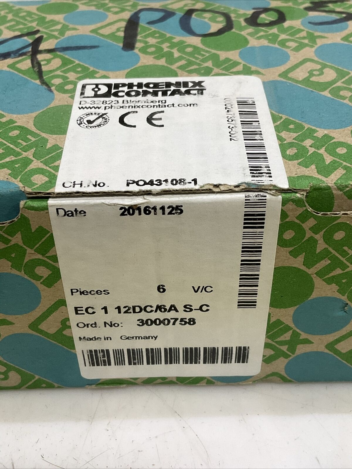 PHOENIX CONTACT EC 1 12DC/6A S-C ELECTRIC CIRCUIT PROTECTOR LOT OF 6 G7T