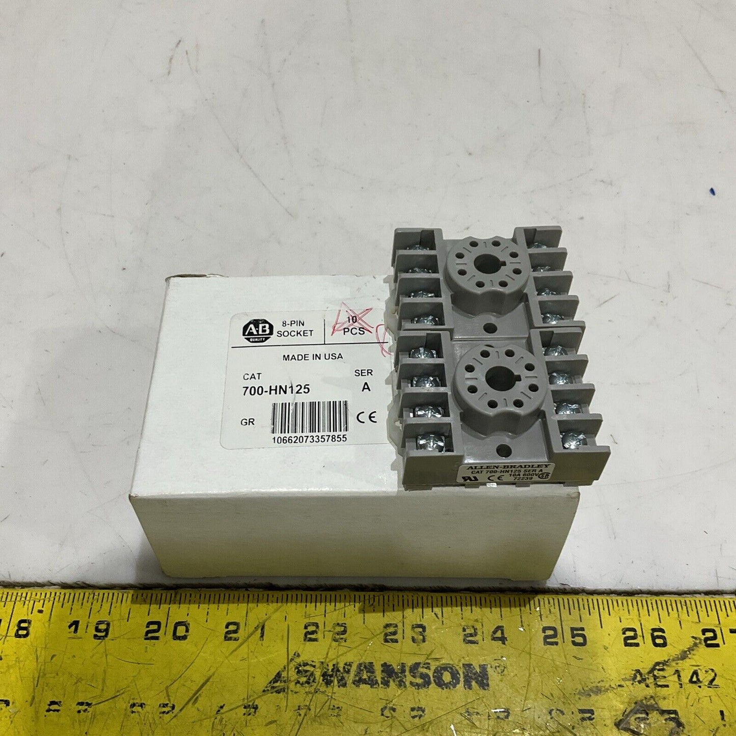 AB ALLEN BRADLEY 700-HN125 RELAY BASE SER A 10A 600V 8-PIN SOCKET LOT OF 12 G7T