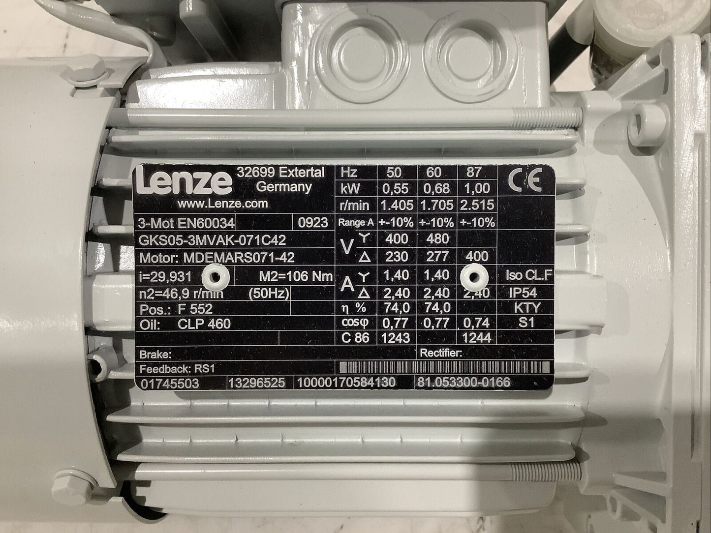 LENZE GKS05-3MVAK-071C42 MDEMARS071-42 GEARBOX MOTOR U3S