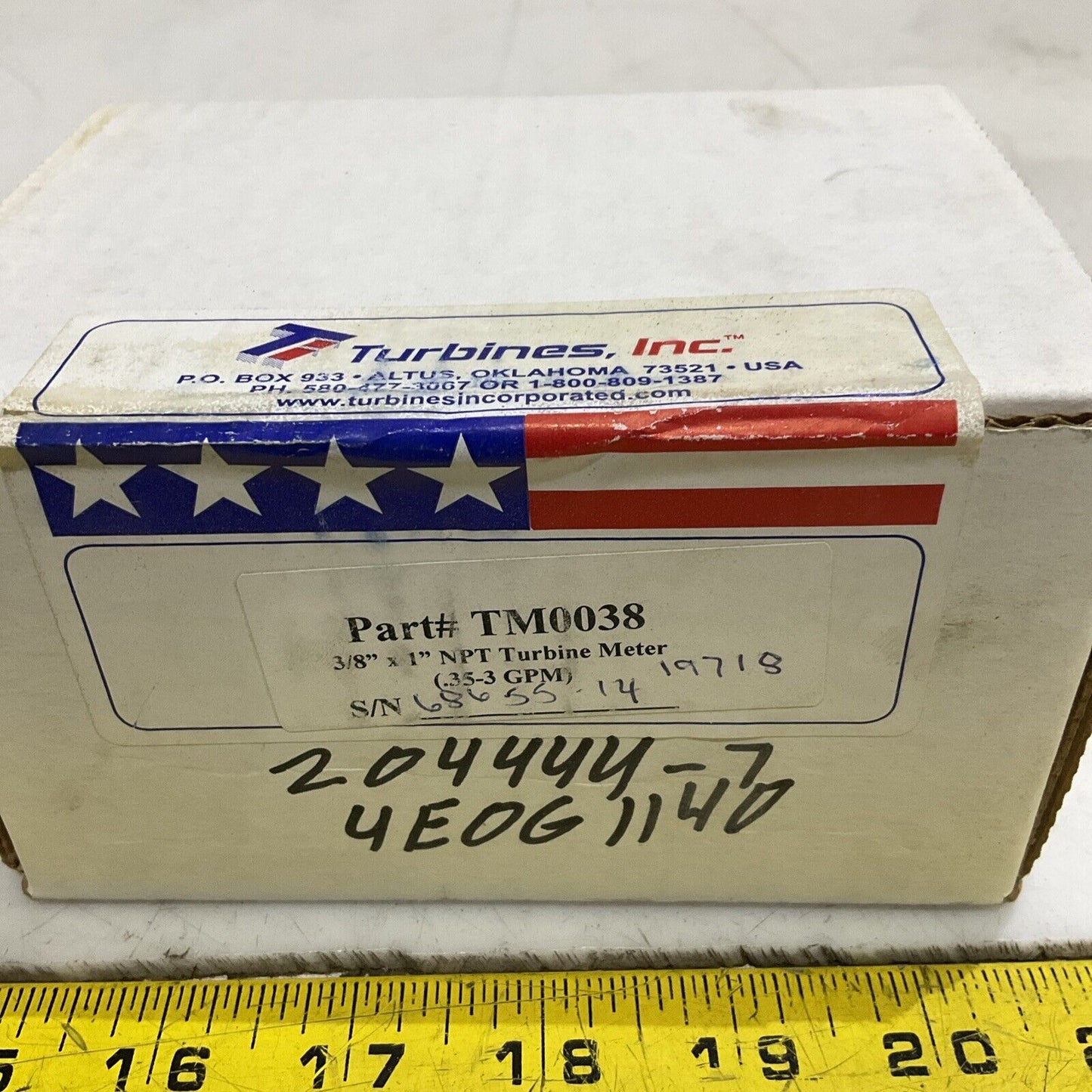 TURBINES INC TM0038 TURBINE METER  3/8" X 1" 5000PSI .35-3 GPM G7T