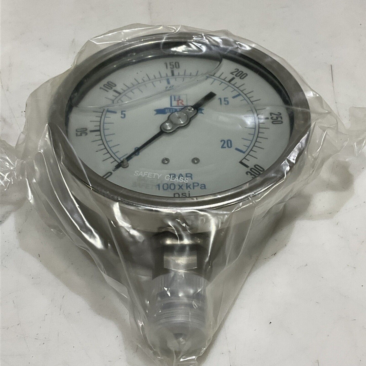 BLUE RIBBON BR301L-402H LIQUID FILLED PRESSURE GAUGE 0-300 PSI 1/2” LOT OF 2 G7T