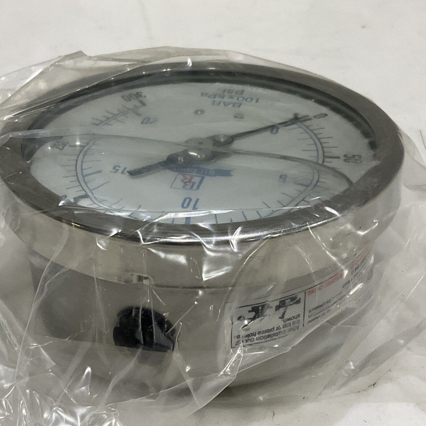 BLUE RIBBON BR301L-402H LIQUID FILLED PRESSURE GAUGE 0-300 PSI 1/2” G7T